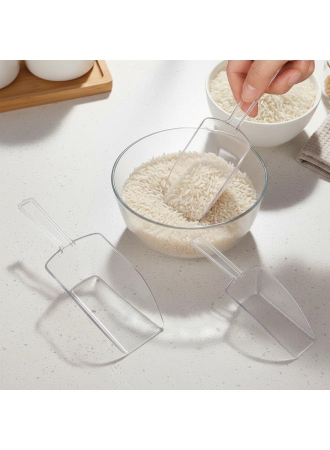 ShebSheb 3PCS Kitchen Rice Scoop Set  - Clear Plastic Scoops for Candy, Ice Cream Bar, Rice, Containers, Coffee, Flour, Dessert Toppings, etc., 7.6", 6.7", & 5.5" - Image 3