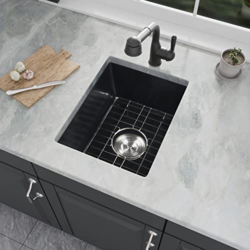 Lonsince Black Bar Sink Undermount,15 X 17 inch Small Composite Bar Sink,Granite Kitchen & Bar Sinks (Black, 15" X 17") - Image 2