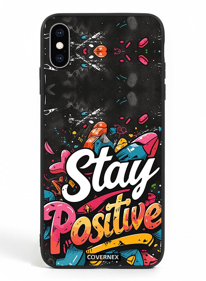 Covernex Apple iPhone Xs Protective Case Cover Printed Featuring Stay Positive Street Art - Image 2