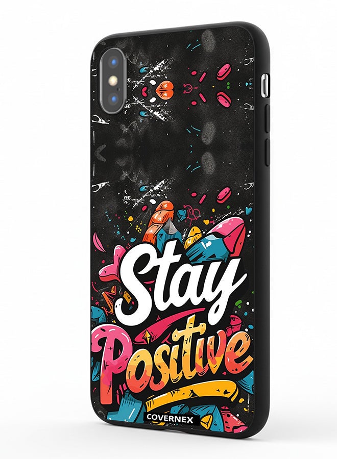 Covernex Apple iPhone Xs Protective Case Cover Printed Featuring Stay Positive Street Art - Image 1