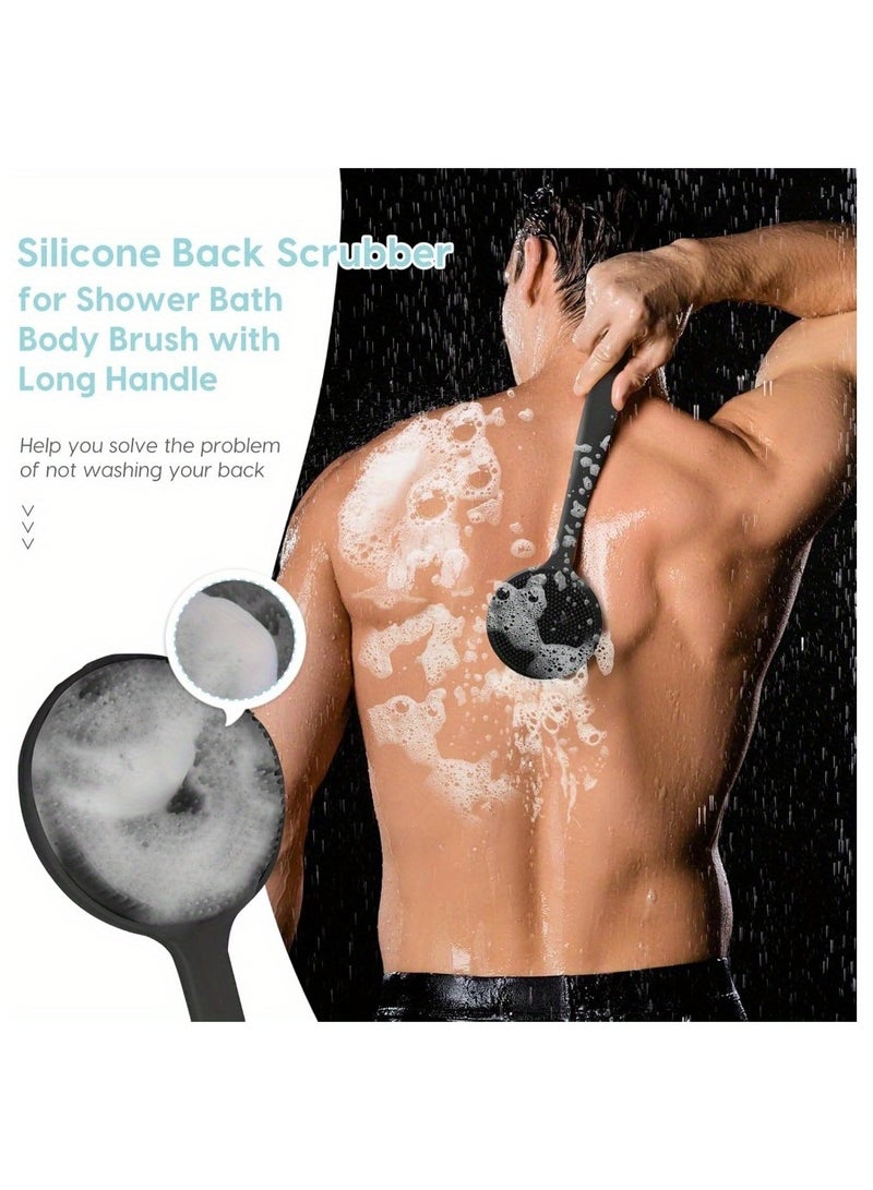 فرشاة استحمام من السيليكون مزدوجة الجوانب بمقبض طويل - فرشاة تقشير وتدليك لطيفة للرجال والنساء، صديقة للبشرة وسهلة التنظيف - Image 5