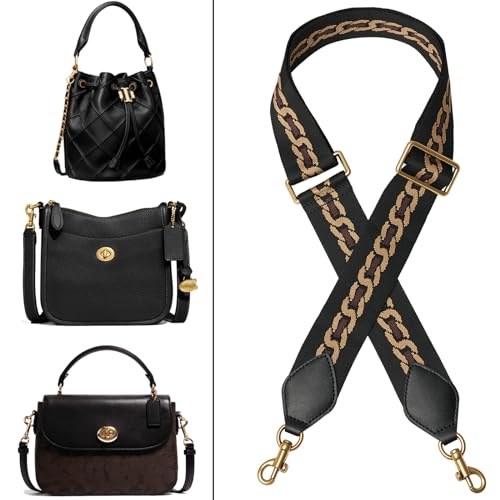 RICLVS Crossbody Bag Strap Soft Cotton Adjustable Replacement Purse (black pattern) - Image 2