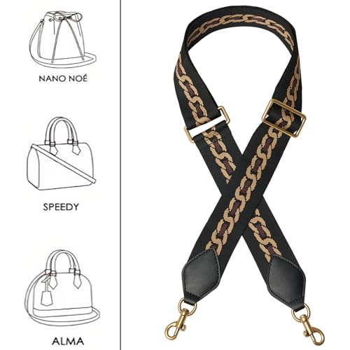 RICLVS Crossbody Bag Strap Soft Cotton Adjustable Replacement Purse (black pattern) - Image 4