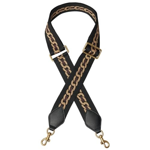 RICLVS Crossbody Bag Strap Soft Cotton Adjustable Replacement Purse (black pattern) - Image 1