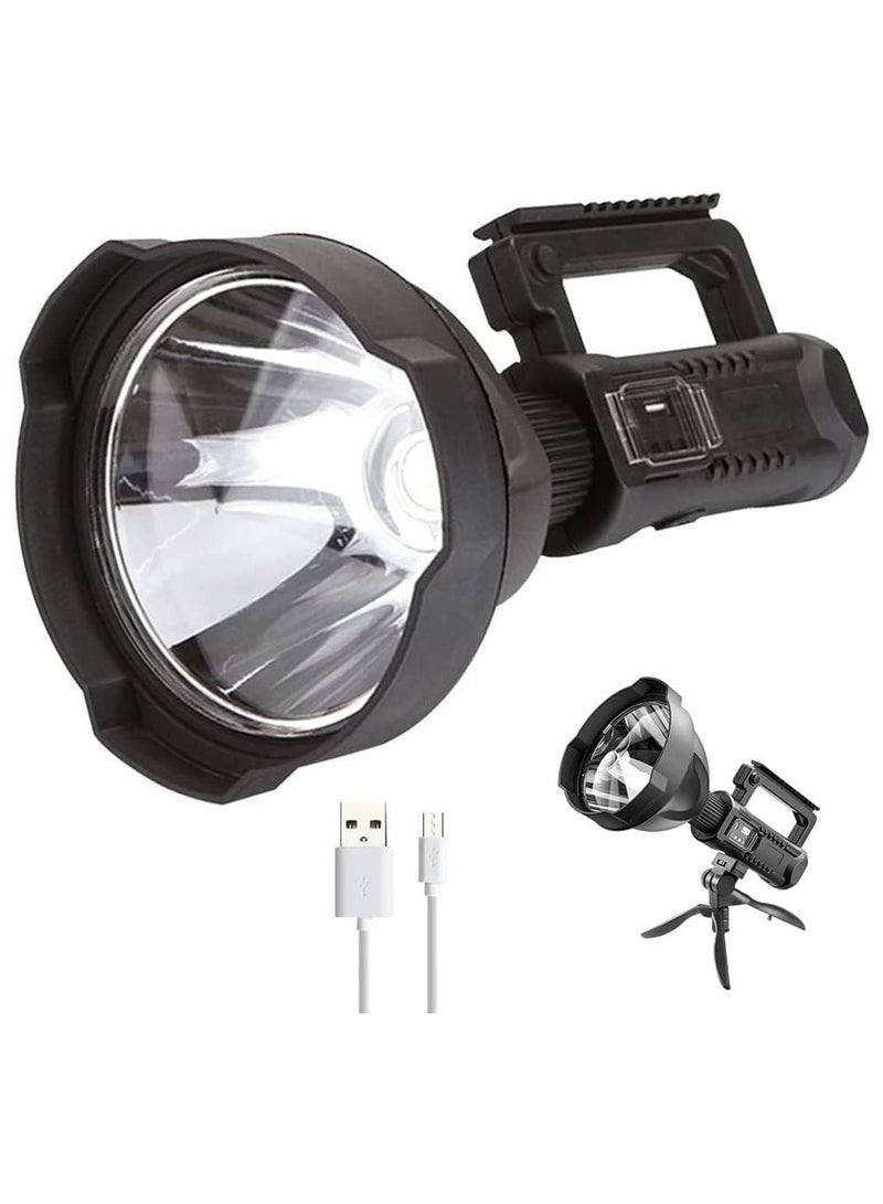 Rechargeable LED Flashlight, Super Bright 90,000 Lumens Searchlight with 4 Lighting Modes, Handheld Spotlight with Foldable Tripod for Camping, Hiking  - Image 1