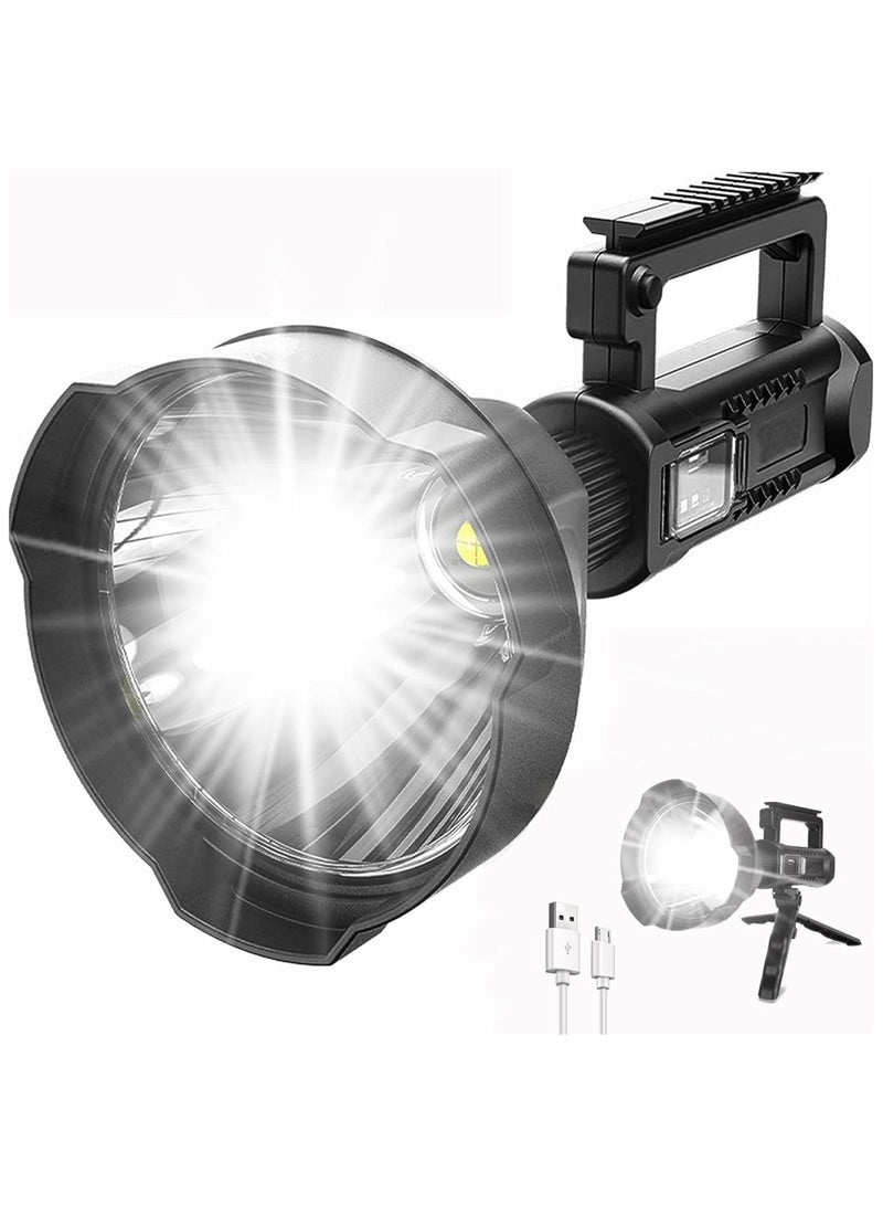 Rechargeable LED Flashlight, Super Bright 90,000 Lumens Searchlight with 4 Lighting Modes, Handheld Spotlight with Foldable Tripod for Camping, Hiking  - Image 2
