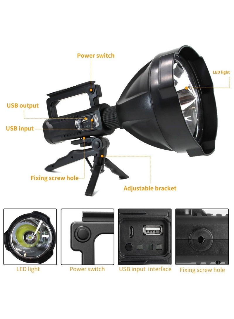 Rechargeable LED Flashlight, Super Bright 90,000 Lumens Searchlight with 4 Lighting Modes, Handheld Spotlight with Foldable Tripod for Camping, Hiking  - Image 3