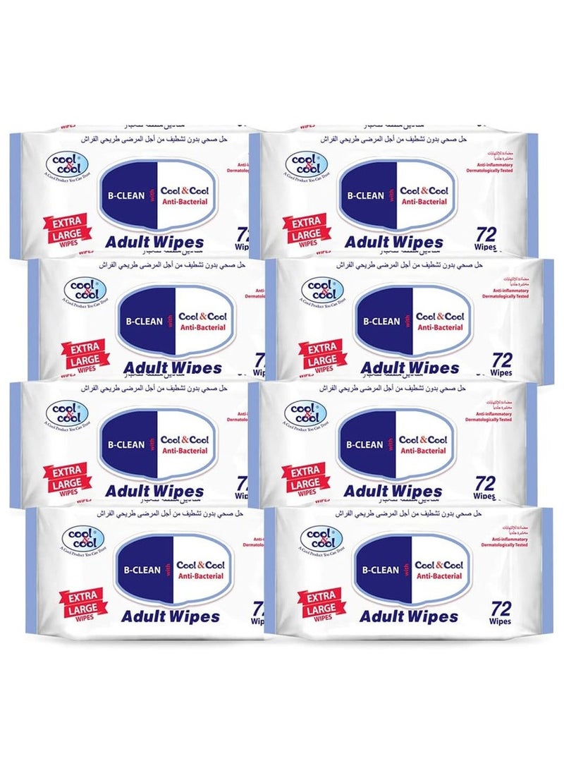 Cool & Cool Extra Large Size Adult Cleaning Wipes 8 x 72 Wipes  - Image 1
