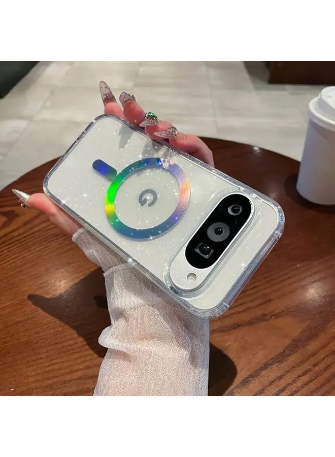 Google Pixel 9 Case Mixed Color 1 Transparent Glitter Magnetic Shock Absorbing Protective Cover - Image 5