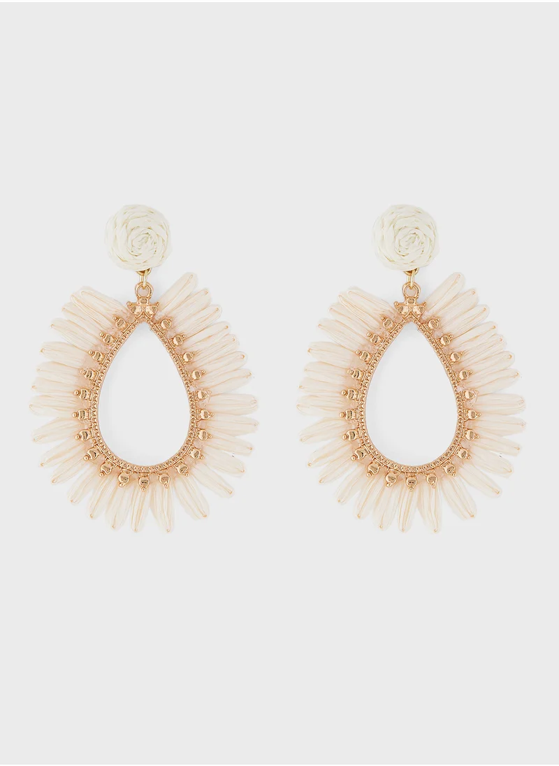 Ginger Raffia Tear Drop Earrings