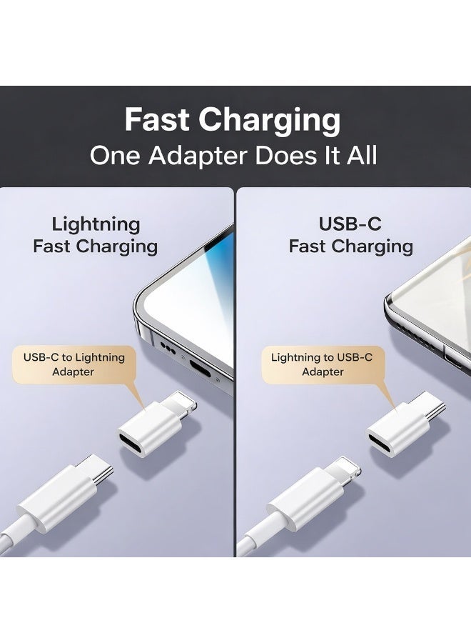 USB Type-C to Lightning & Lightning to Type-C Adapter, Fast Charging Data Transfer Converter for Apple iPhone, White,2PCS - Image 3
