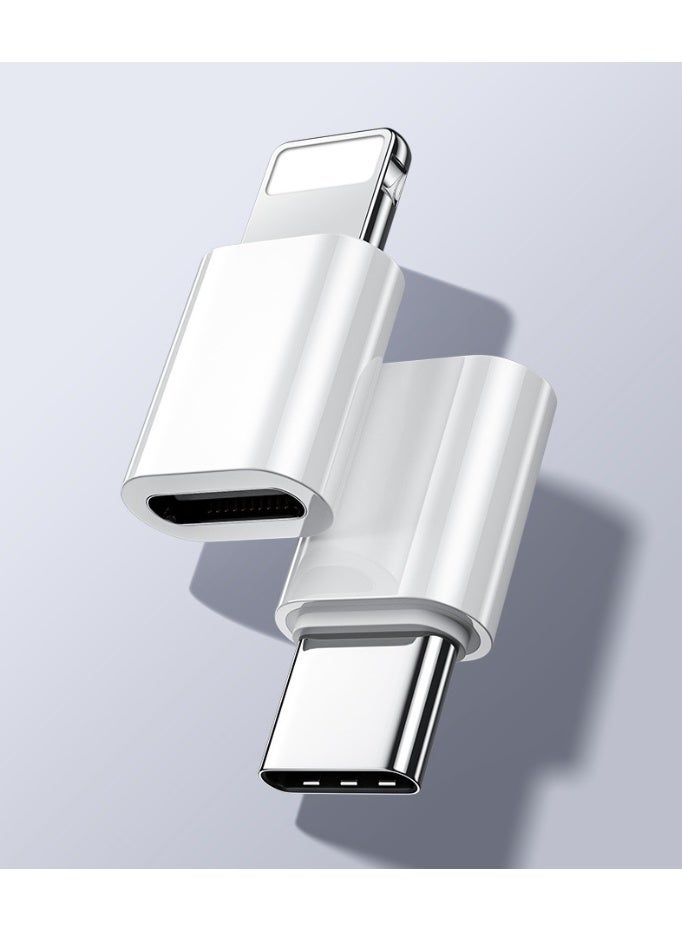 USB Type-C to Lightning & Lightning to Type-C Adapter, Fast Charging Data Transfer Converter for Apple iPhone, White,2PCS - Image 1