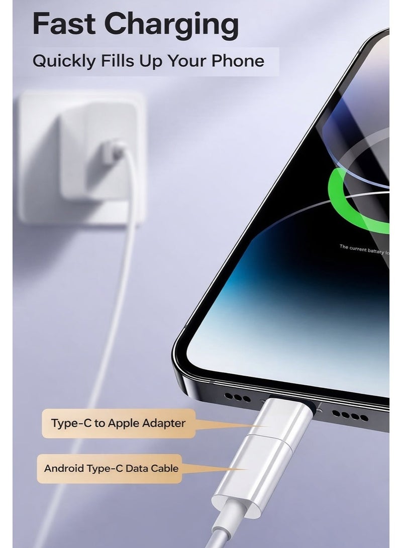 USB Type-C to Lightning & Lightning to Type-C Adapter, Fast Charging Data Transfer Converter for Apple iPhone, White,2PCS - Image 5