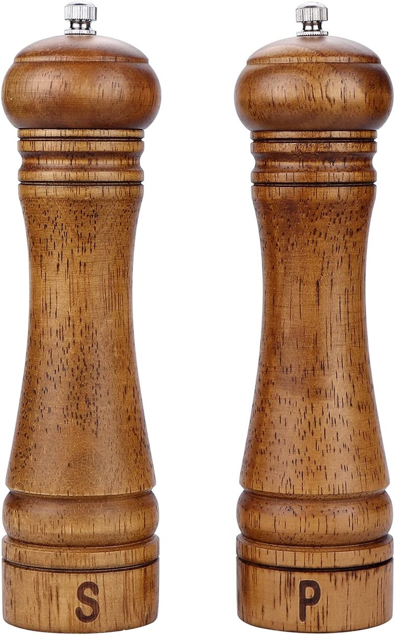 Gulex ® Wood Pepper Grinder Pepper Mill,Adjustable Coarseness 8 Inch Wooden Peppermill, Ceramic Grinding Mechanism Salt Mill Refillable (2 pack) - Image 1