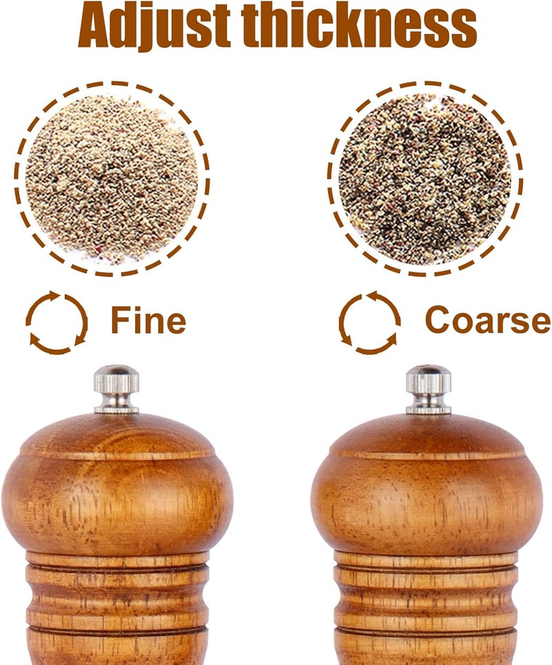 Gulex ® Wood Pepper Grinder Pepper Mill,Adjustable Coarseness 8 Inch Wooden Peppermill, Ceramic Grinding Mechanism Salt Mill Refillable (2 pack) - Image 4