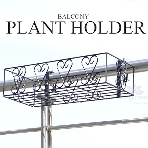 D&V ENGINEERING - Creative in innovation D&V Engineering Balcony Railing Plant Stand | Outdoor Indoor Flower Pot Holder Shelf | Space-Saving Metal Rail Stand for Plants Garden & Balcony Decoration | Adjustable Hanger | Black - Image 5