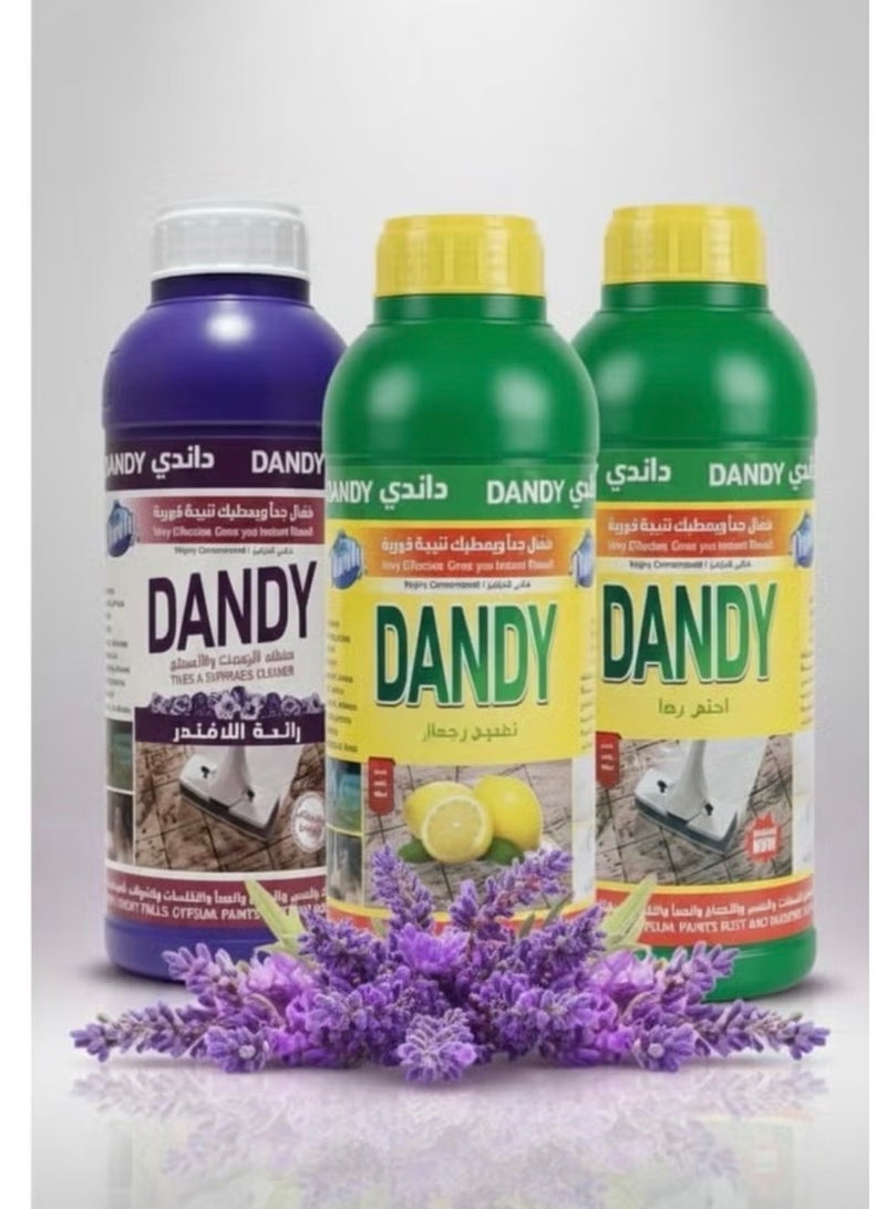 DANDY Three pieces of Dandy floor cleaner: fragrance-free, lavender scent, and refreshing lemon scent - Image 1