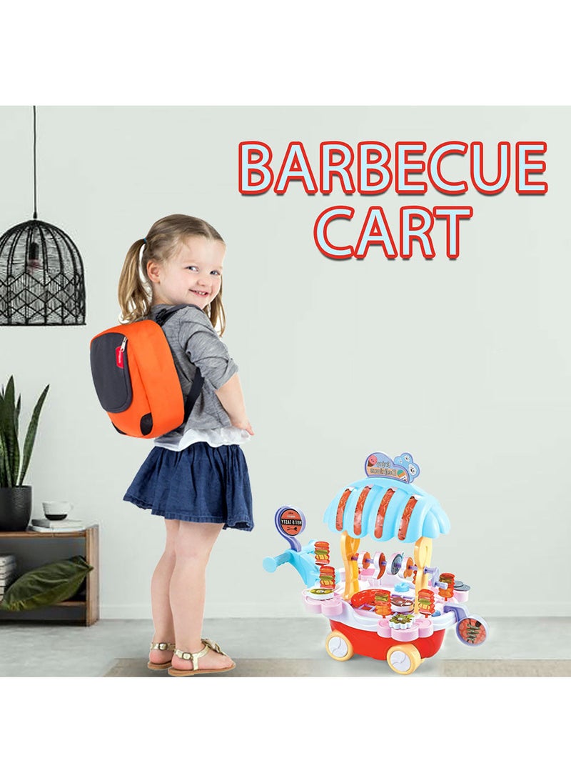 Kidwala Food Truck For Kids, Barbecue Toy Cart Play Set For Kids, Pretend Play Toys For Girls, Educational Barbecue Trolley Truck with Music & Lighting Toys For Kids, Red - Image 3