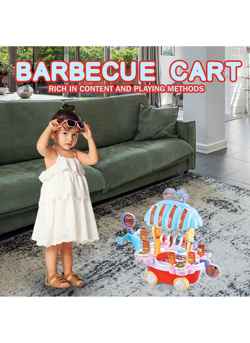 Kidwala Food Truck For Kids, Barbecue Toy Cart Play Set For Kids, Pretend Play Toys For Girls, Educational Barbecue Trolley Truck with Music & Lighting Toys For Kids, Red - Image 5