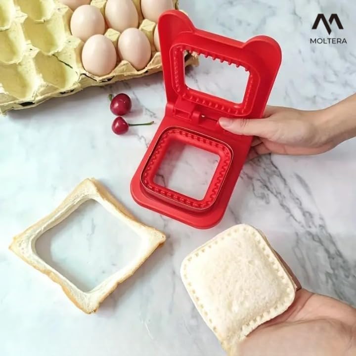MOLTERA Sandwich Cutter and Sealer Sandwich Maker Sandwich Cutters for Kids LunchStainless Steel Baking Tools Sandwich Pocket Bread Mold Great Square Multicolor 1PCS - Image 3