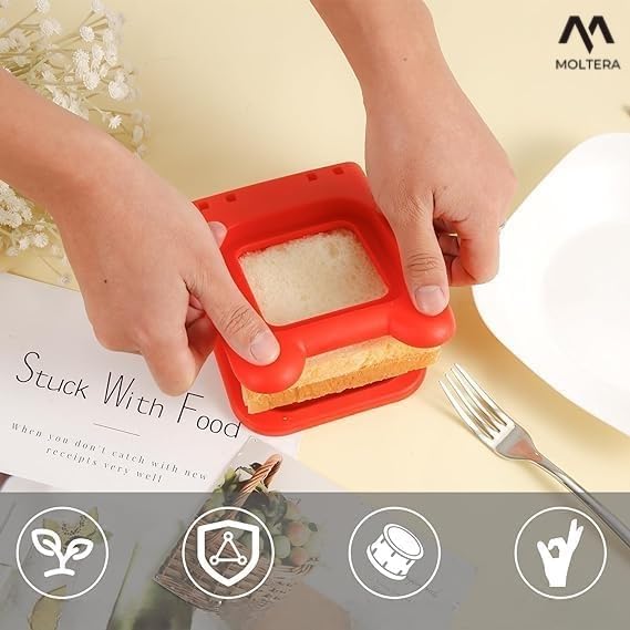 MOLTERA Sandwich Cutter and Sealer Sandwich Maker Sandwich Cutters for Kids LunchStainless Steel Baking Tools Sandwich Pocket Bread Mold Great Square Multicolor 1PCS - Image 2