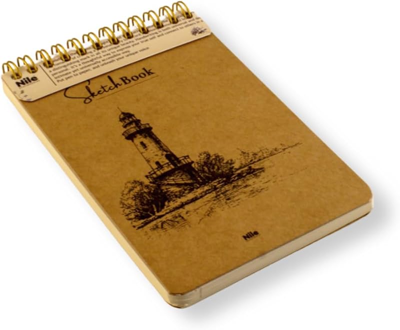 A5 size Sketch Book, Top Spiral Bound Sketch Pad, 1 Pack 100-pages (130gsm), Acid Free Art Sketchbook Artistic Drawing Painting Writing Paper for Kids Adults Beginners Artists