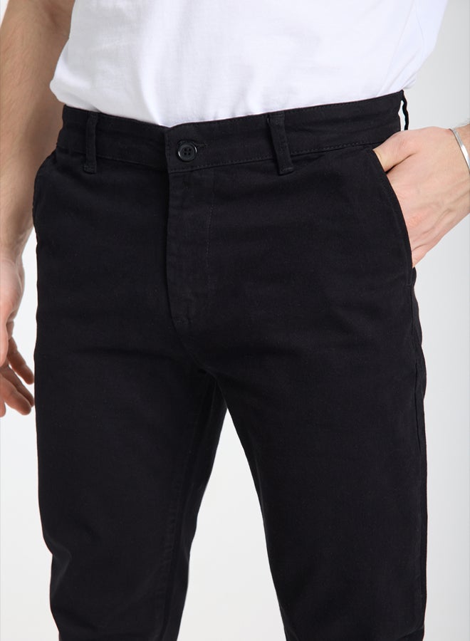 trendyol Black Slim Fit Basic Chino Flexible Gabardine Trousers - Image 4
