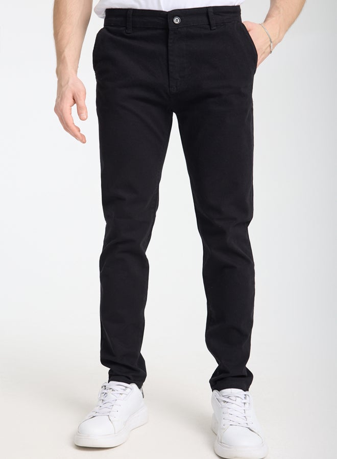 trendyol Black Slim Fit Basic Chino Flexible Gabardine Trousers - Image 1