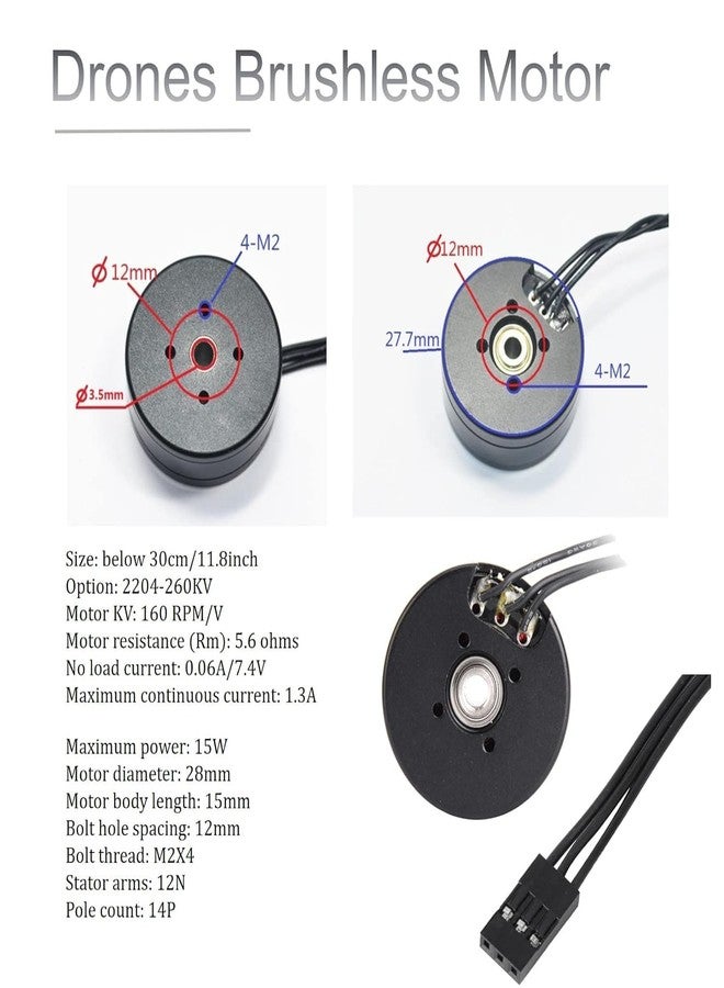 DAUERHAFT Drones Brushless , Motor Brushless Motor , for Gimbal RC Drones , Camera((2204)) (1*Drones Brushless Motor) - Image 5