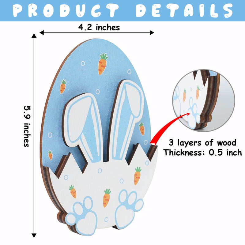KATINAT Easter Money Holder for Cash, Wooden Bunny Money Gift Card Holder, Easter Basket Stuffers for Teens, Toddles, Kids, Boys, Baby, Grandchildren, Basket Decorations (Blue) - Image 2