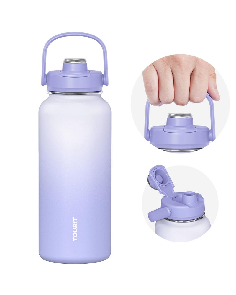 TOURIT 32 oz Insulated Water Bottle, Stainless Steel Sports Water Bottles With Top Handle, Double-Wall Travel Thermal Water Flask, BPA Free Leakproof Water Bottle for Sports and Travel,Blue Voilet - Image 1