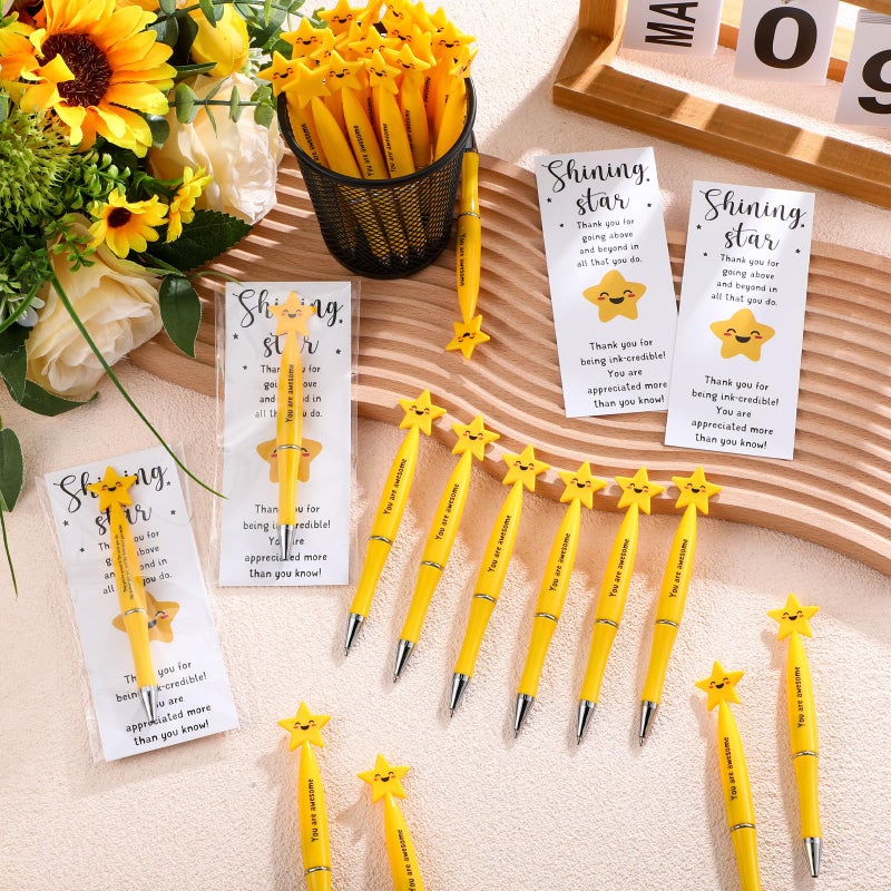 Qilery 50 Employee Appreciation Gifts Bulk Inspirational Star Ballpoint Pens With Motivational Cards Thank You Gifts For Coworkers Office Staff Team Teachers Nurses (Awesome) - Image 4