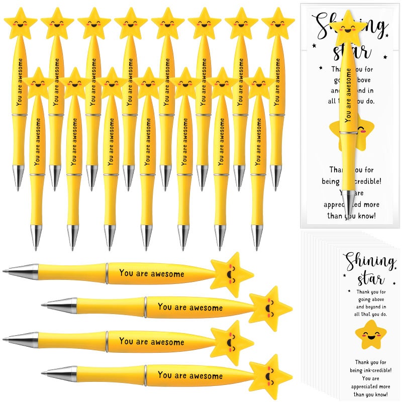 Qilery 50 Employee Appreciation Gifts Bulk Inspirational Star Ballpoint Pens With Motivational Cards Thank You Gifts For Coworkers Office Staff Team Teachers Nurses (Awesome) - Image 1