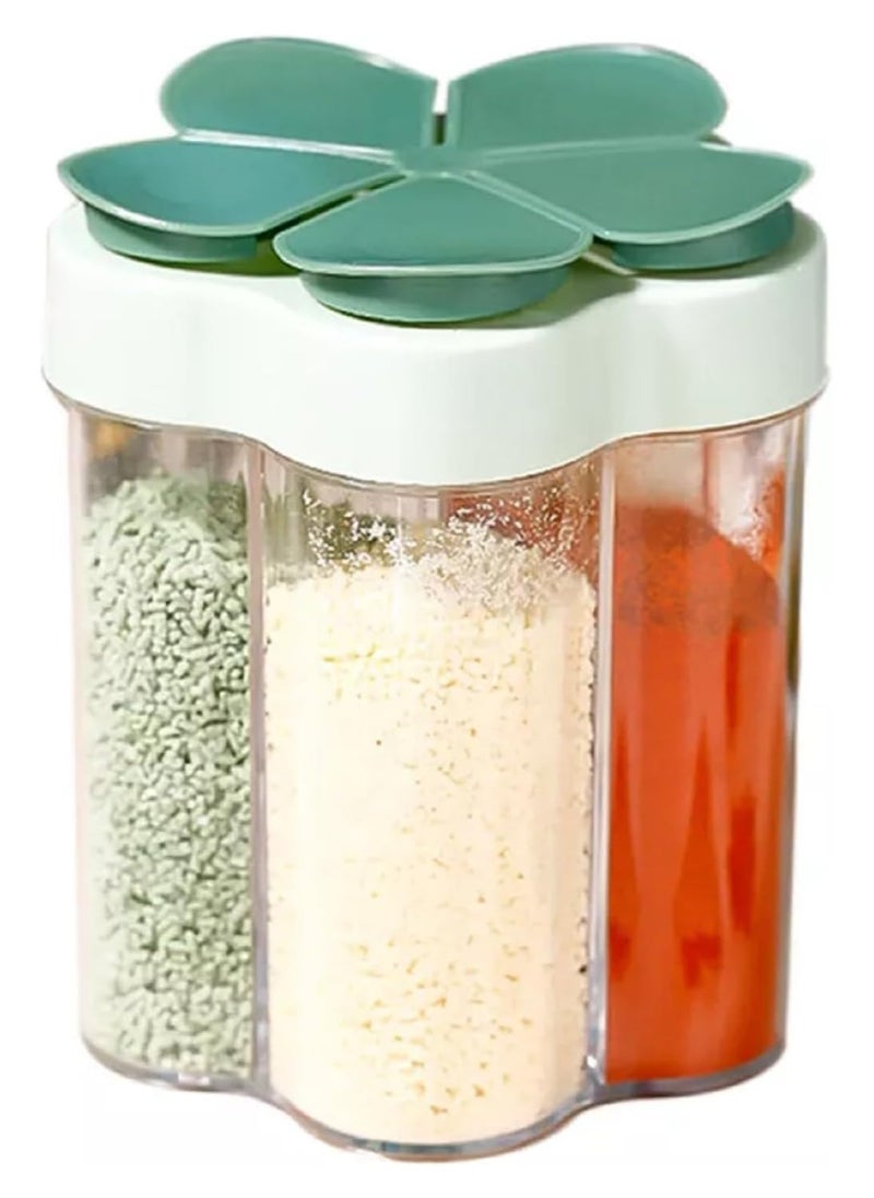 LIMITLESS 5 in 1 Travel Spice Shaker, Compact, Airtight & Convenient for Camping, BBQs, Kitchen, Hiking, Travel and Kitchen, Moisture Proof Spice Containers, Essential for Home use (Green)  - Image 1