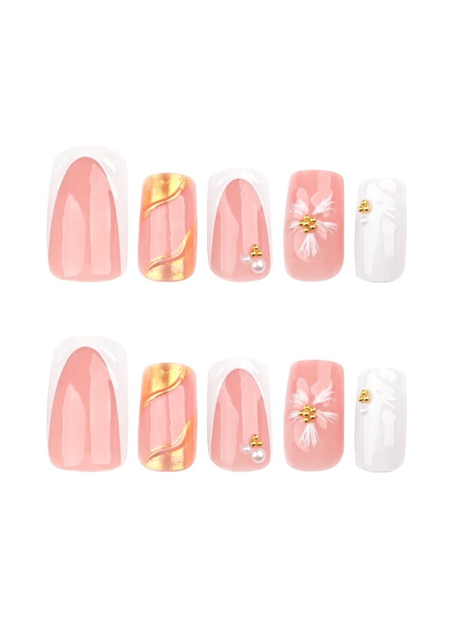 MiMi & BeiBei 24Pcs Press on Nails, False Nails, Fake Nails Set for Women Girls Nail Art Accessories, Press on Nail with Glue Stickers for Easy Apply, Stick on Fingernails Set - Image 5