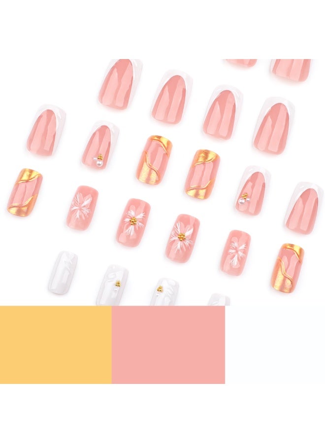MiMi & BeiBei 24Pcs Press on Nails, False Nails, Fake Nails Set for Women Girls Nail Art Accessories, Press on Nail with Glue Stickers for Easy Apply, Stick on Fingernails Set - Image 3
