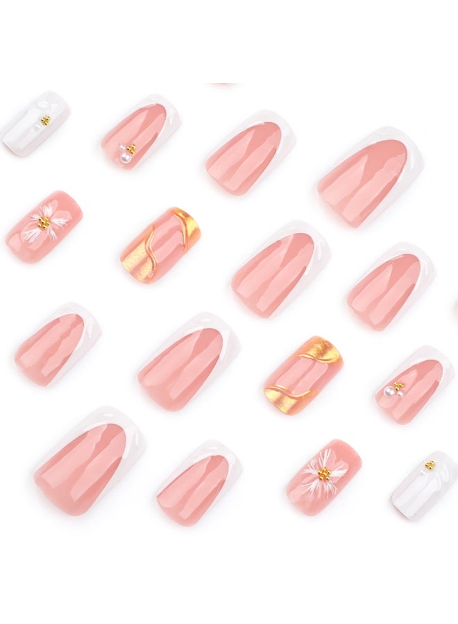 MiMi & BeiBei 24Pcs Press on Nails, False Nails, Fake Nails Set for Women Girls Nail Art Accessories, Press on Nail with Glue Stickers for Easy Apply, Stick on Fingernails Set - Image 4