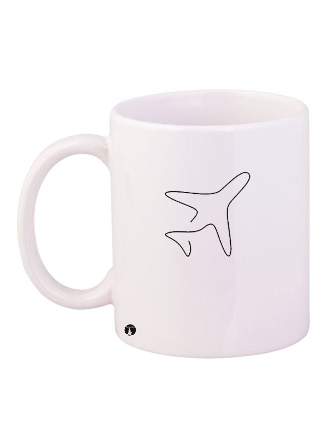 Airplane Printed Coffee Mug White/Black 11ounce