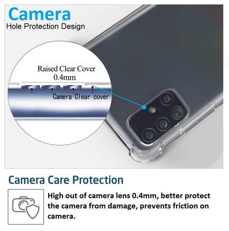 Realcase غطاء خلفي لجهاز سامسونج جالاكسي A51، غلاف شفاف مطاطي كريستالي لجهاز سامسونج جالاكسي A51 - Image 2