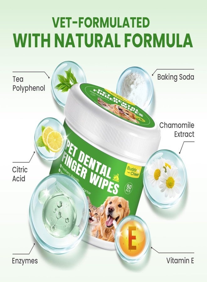 BuddyCheer Pet Teeth Cleaning Wipes for Dogs & Cats, Pet Dental Finger Wipes for Dogs, No-Rinse Dog Toothbrush Toothpaste to Reduce Plaque & Tartar, Disposable Dog Tooth Brushing Kit - Mint Flavor - 50 Count - Image 5