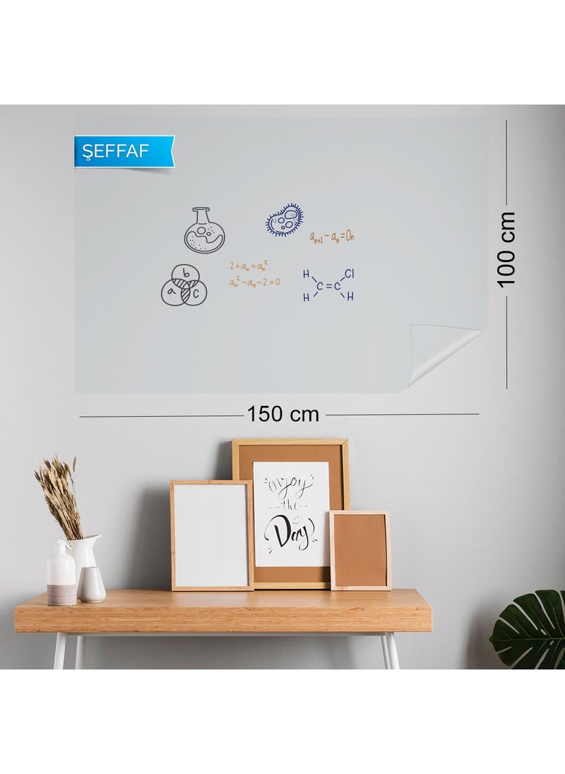 Pi Papers - Smart Paper - 100x150 Cm 1 Transparent + 1 White, Non-Adhesive Static Cling Blackboard And Clipboard - Image 1