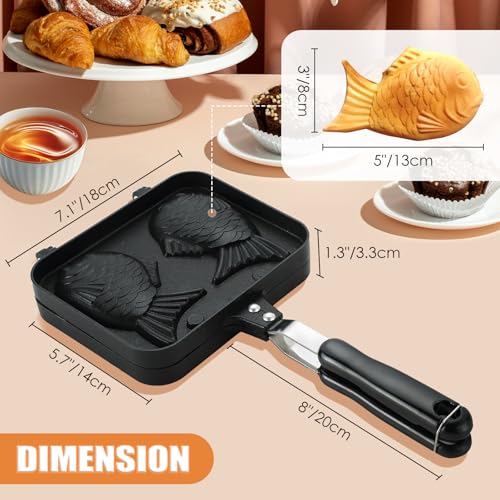 MAOPINER Taiyaki Fish Shape Cake Pan Waffle Cake Maker Fish Shaped Pancake Double Pan Mold for Home DIY Cooking Party Dessert - Image 2