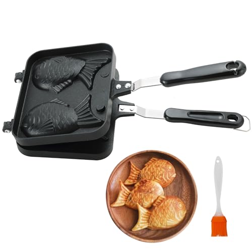 MAOPINER Taiyaki Fish Shape Cake Pan Waffle Cake Maker Fish Shaped Pancake Double Pan Mold for Home DIY Cooking Party Dessert - Image 1