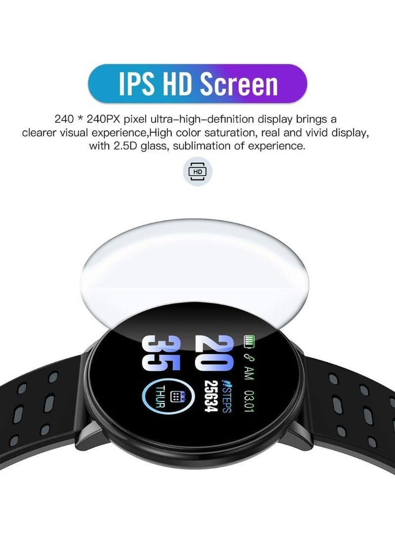 119Plus Fitness Smartwatch for Men and Women, 1.3'' Color Screen Bluetooth Activity Tracker with Heart Rate, Blood Pressure, Multi-Sport Modes, IP67 Waterproof Smart Band, Blue - Image 2