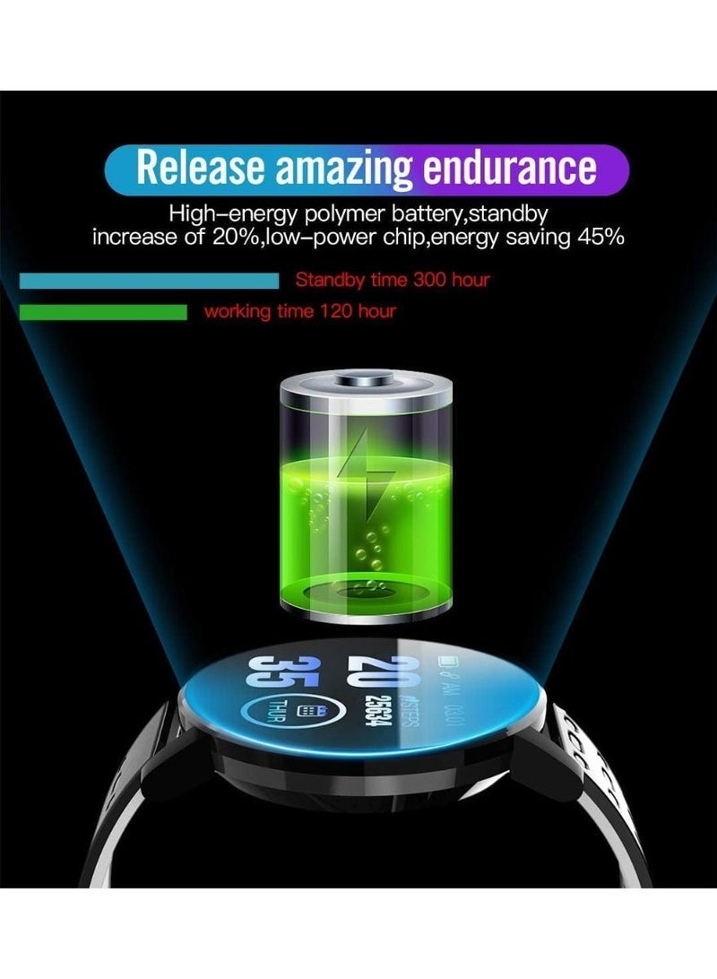 119Plus Fitness Smartwatch for Men and Women, 1.3'' Color Screen Bluetooth Activity Tracker with Heart Rate, Blood Pressure, Multi-Sport Modes, IP67 Waterproof Smart Band, Blue - Image 3