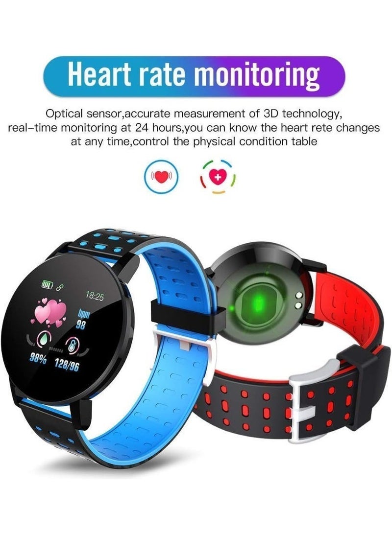 119Plus Fitness Smartwatch for Men and Women, 1.3'' Color Screen Bluetooth Activity Tracker with Heart Rate, Blood Pressure, Multi-Sport Modes, IP67 Waterproof Smart Band, Blue - Image 4
