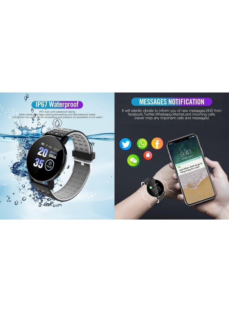 119Plus Fitness Smartwatch for Men and Women, 1.3'' Color Screen Bluetooth Activity Tracker with Heart Rate, Blood Pressure, Multi-Sport Modes, IP67 Waterproof Smart Band, Blue - Image 5