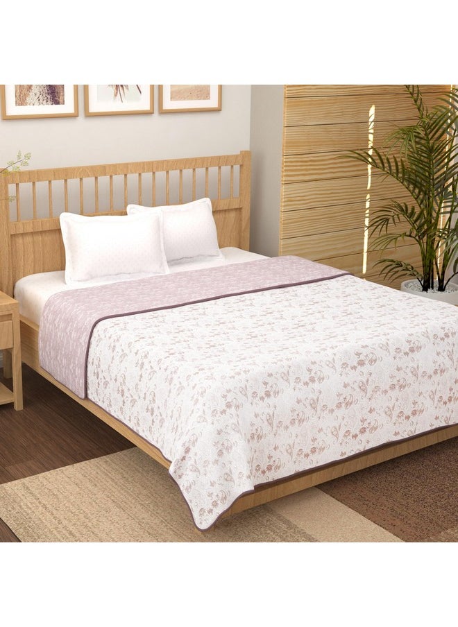 Story@Home Story@Home Comforter Double Bed | 100% Cotton Blanket Double Bed | 150GSM | 225X 240 cm | AC Comforter Double Bed | Purple & White | Motif Pattern | Quilt | Duvet | Dohar | Perfect Festive Gifting  - Image 1