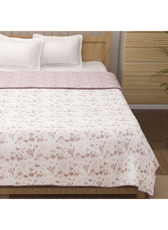 Story@Home Story@Home Comforter Double Bed | 100% Cotton Blanket Double Bed | 150GSM | 225X 240 cm | AC Comforter Double Bed | Purple & White | Motif Pattern | Quilt | Duvet | Dohar | Perfect Festive Gifting  - Image 3