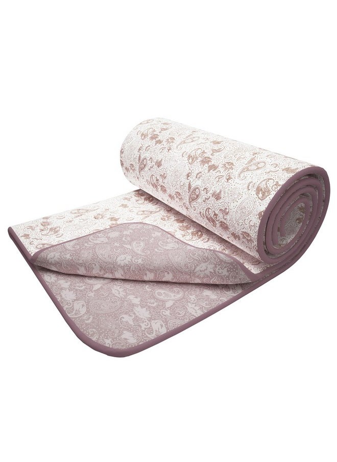 Story@Home Story@Home Comforter Double Bed | 100% Cotton Blanket Double Bed | 150GSM | 225X 240 cm | AC Comforter Double Bed | Purple & White | Motif Pattern | Quilt | Duvet | Dohar | Perfect Festive Gifting  - Image 4